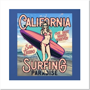 California Surfing Paradise Pop Art Ave Posters and Art